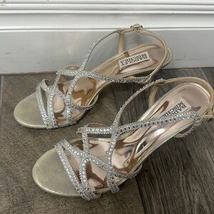 Badgley Mischka suede crystal embellishments sling backs size 8.5.